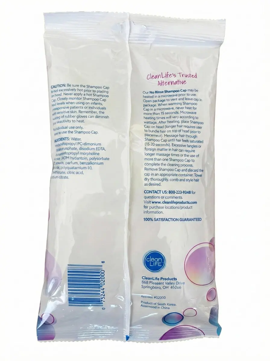 No-Rinse Hypoallergenic Shampoo Cap (5 Count, 0.01 oz) | Waterless Hair Washing for Elderly & Travel - view 5