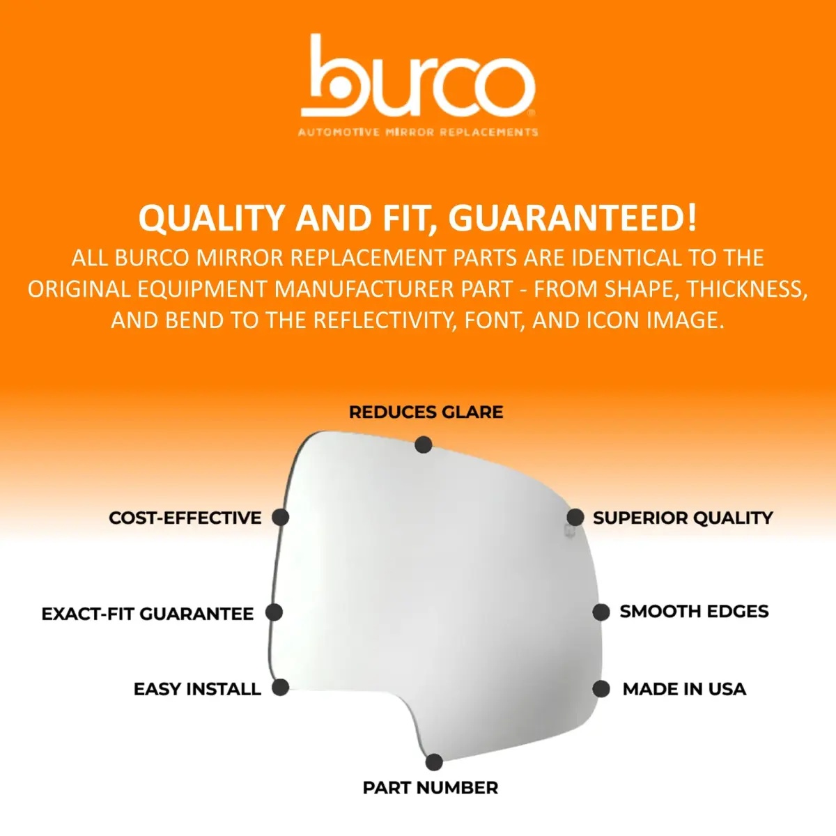 Burco 3639 Convex Passenger Side View Mirror Glass 9.5x5.75x1 inches (24.13x14.61x2.54 cm) | Direct Fit Replacement for Honda CR-V 1997-2006 - view 5