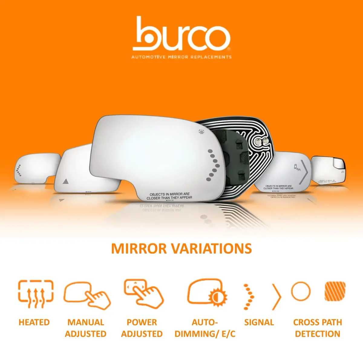 Burco 3639 Convex Passenger Side View Mirror Glass 9.5x5.75x1 inches (24.13x14.61x2.54 cm) | Direct Fit Replacement for Honda CR-V 1997-2006 - view 8