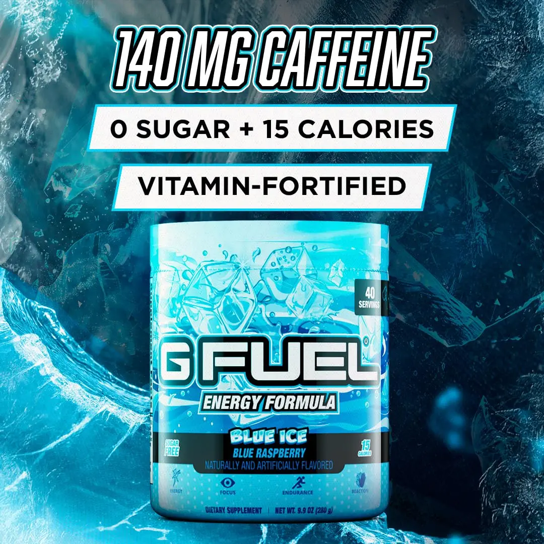 G Fuel Blue Ice Energy Drink Powder, 9.8kg (40 Servings) | Sugar Free Focus Amino with Antioxidants - view 2