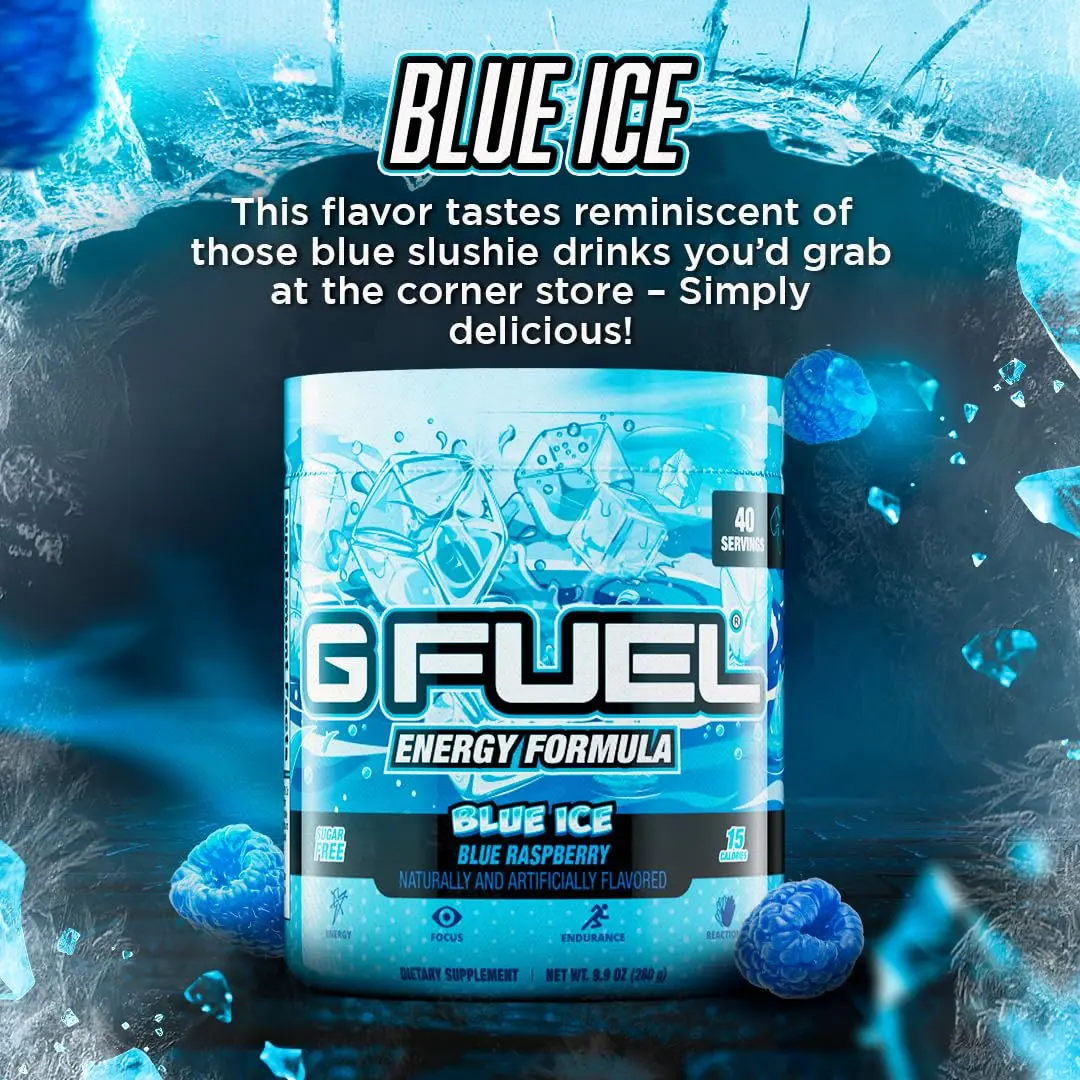G Fuel Blue Ice Energy Drink Powder, 9.8kg (40 Servings) | Sugar Free Focus Amino with Antioxidants - view 4