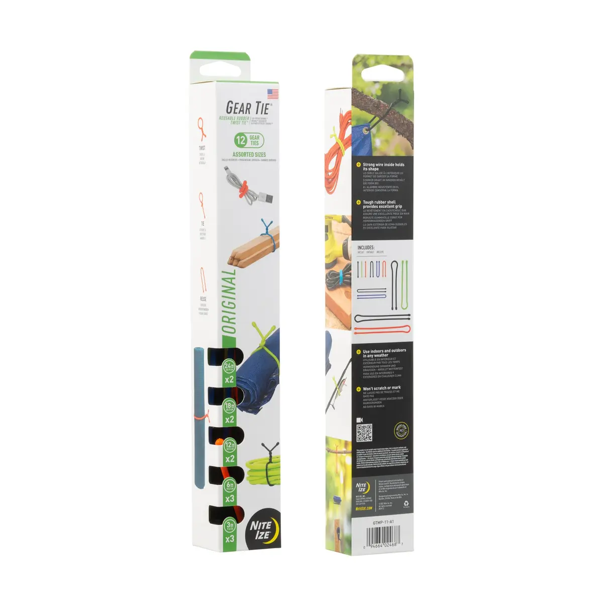 Nite Ize Original Gear Tie, 12 Pack, Assorted Colors | Versatile Reusable Twist Ties for Indoor & Outdoor Use - view 2