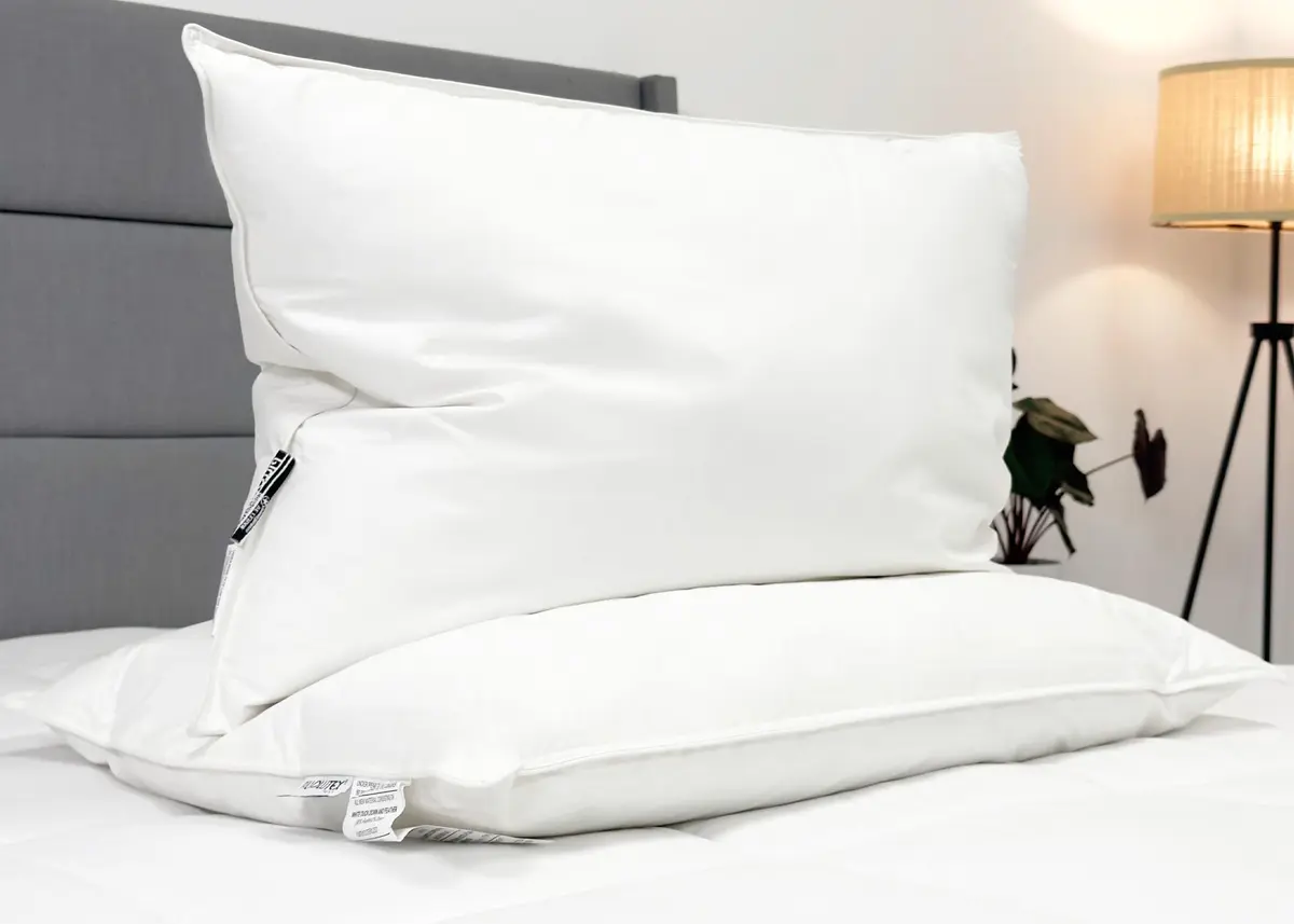Pillowtex Hotel Feather & Down King Pillow Set (2 Pack) | Medium-Firm Support, White, Cotton Cover - view 7