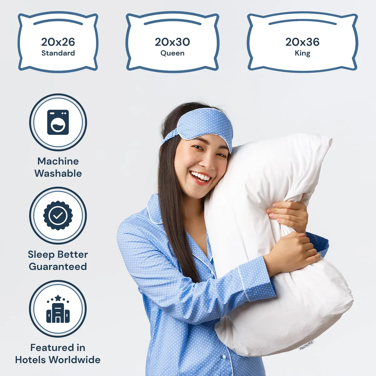 Pillowtex Hotel Feather & Down King Pillow Set (2 Pack) | Medium-Firm Support, White, Cotton Cover - view 8
