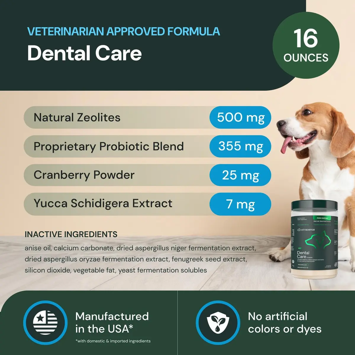 VETRISCIENCE Dental Care Powder 16 Oz | Supports Oral Hygiene & Fresh Breath - view 3