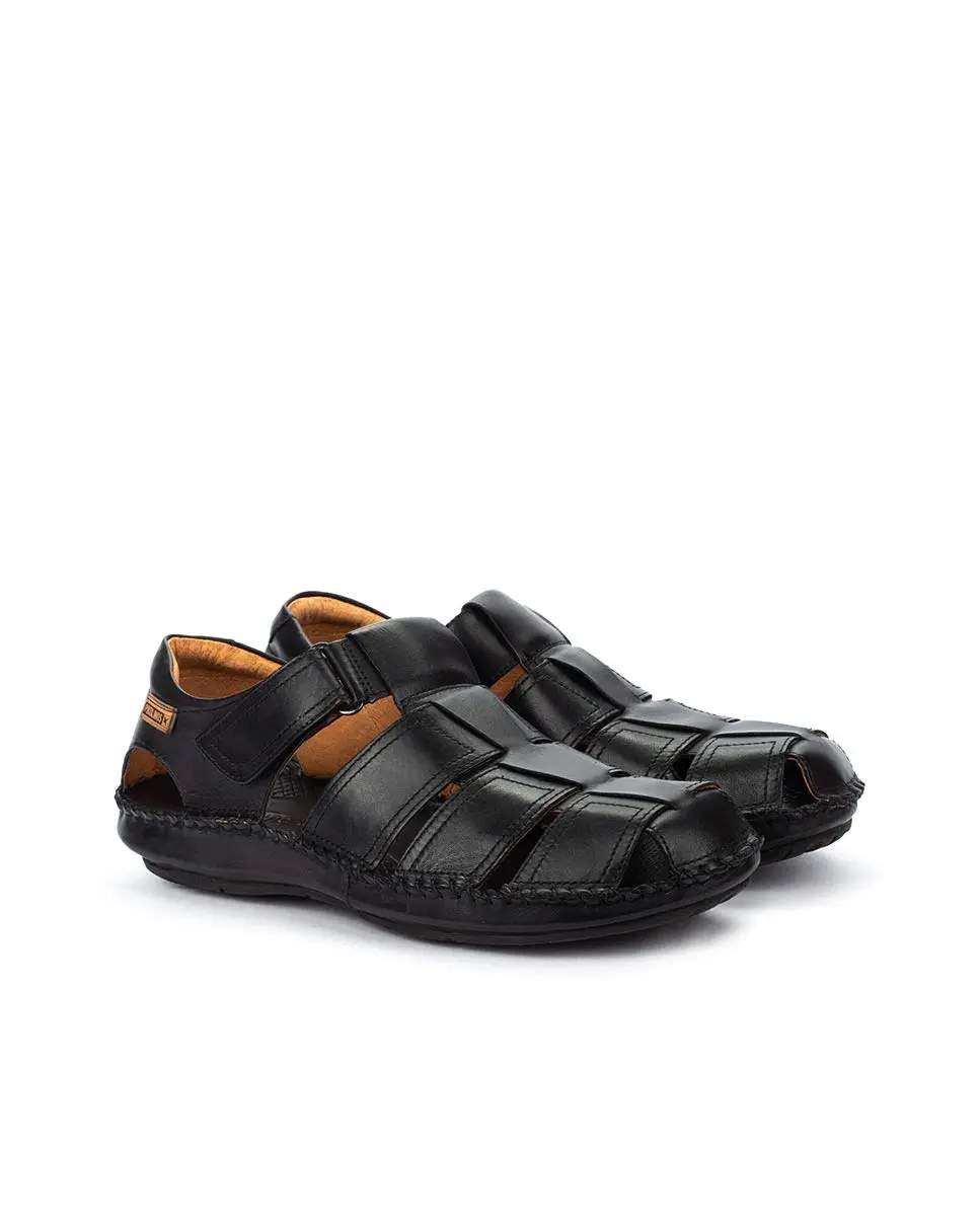 PIKOLINOS Tarifa Men’s Sandals | Leather | Hook-and-Loop Closure | Black - view 4