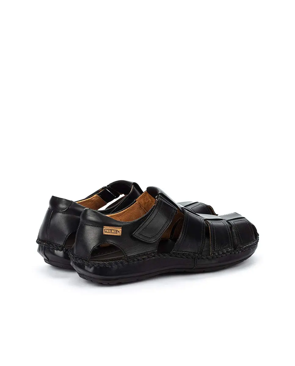 PIKOLINOS Tarifa Men’s Sandals | Leather | Hook-and-Loop Closure | Black - view 5