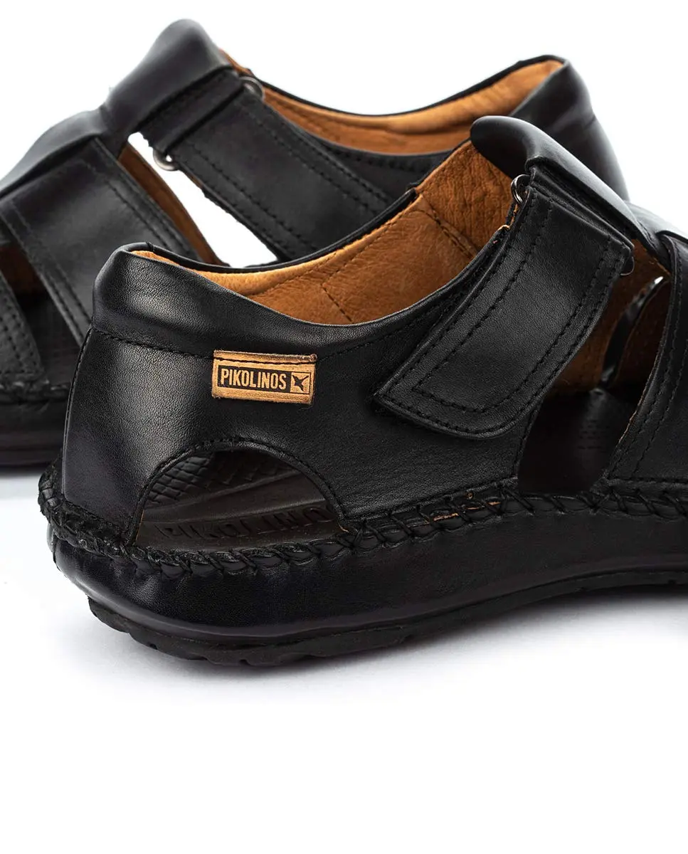 PIKOLINOS Tarifa Men’s Sandals | Leather | Hook-and-Loop Closure | Black - view 6