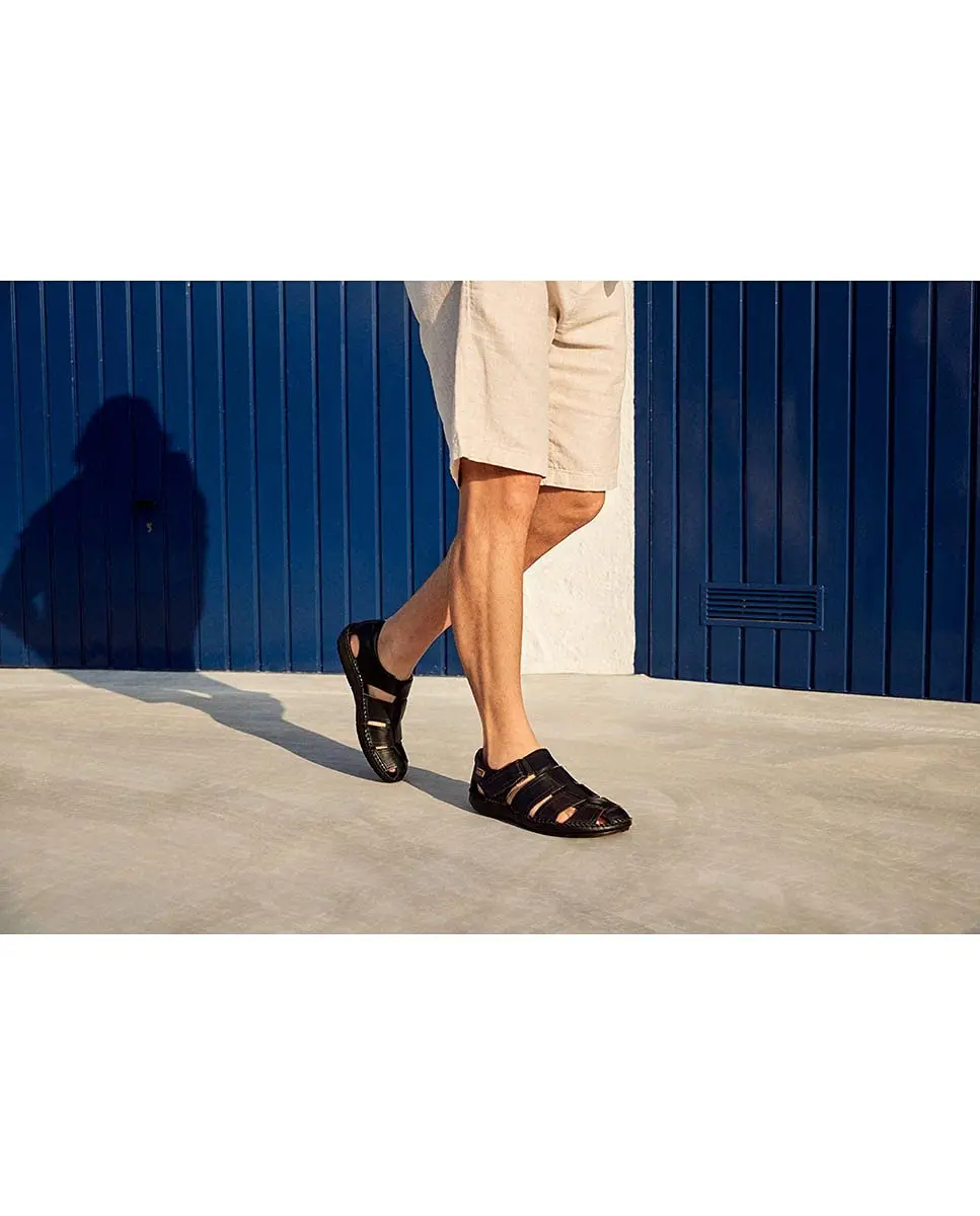 PIKOLINOS Tarifa Men’s Sandals | Leather | Hook-and-Loop Closure | Black - view 3