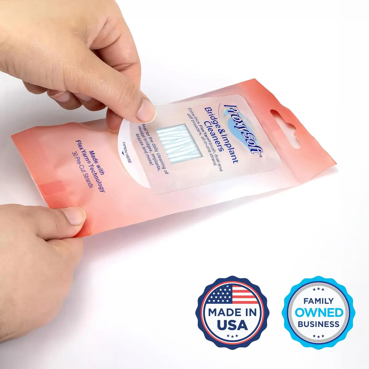 Proxysoft Dental Floss for Bridges and Implants with Extra-Thick Proxy Brush, 30 Strands (25.4 cm / 10 inches) | Dentist-Recommended for Oral Hygiene - view 2