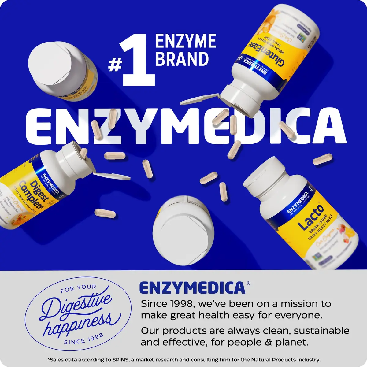 Enzymedica GlutenEase Extra Strength Digestive Enzyme Supplement 60 Capsules | Supports Gluten & Casein Digestion - view 8