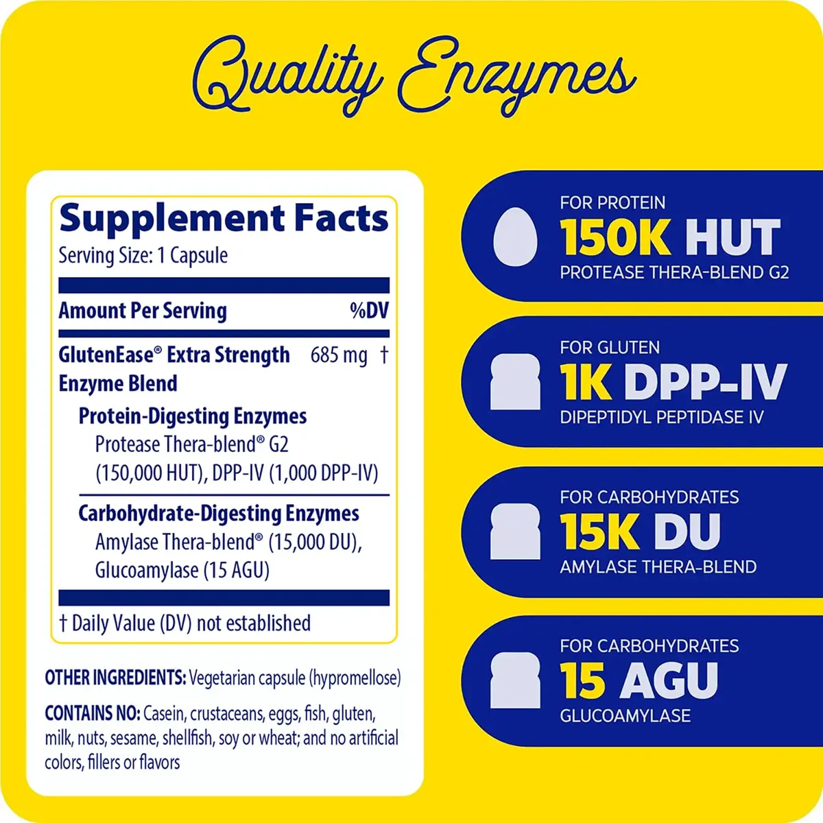 Enzymedica GlutenEase Extra Strength Digestive Enzyme Supplement 60 Capsules | Supports Gluten & Casein Digestion - view 2