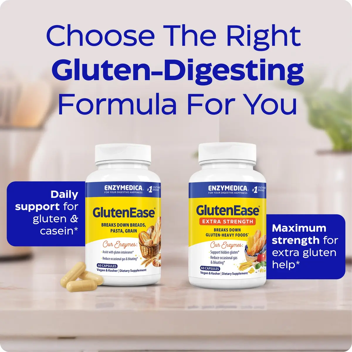 Enzymedica GlutenEase Extra Strength Digestive Enzyme Supplement 60 Capsules | Supports Gluten & Casein Digestion - view 4