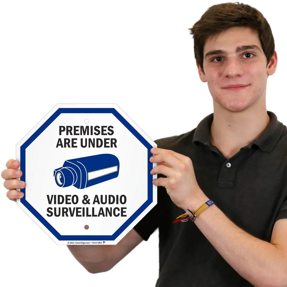 SmartSign Premises Are Under Video & Audio Surveillance Sign 12" x 12" Aluminum Sign - view 2