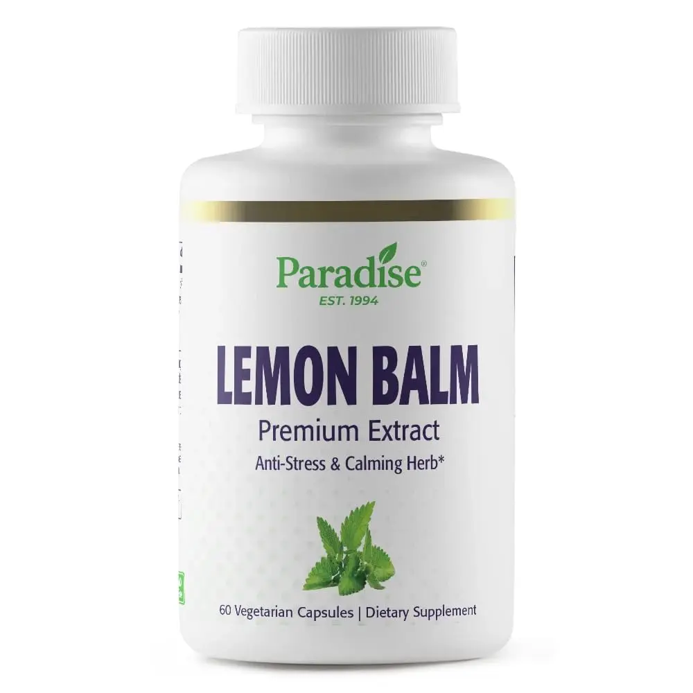 Paradise Herbs & Essentials Lemon Balm Extract, Vegan, 60 Capsules | Supports Calm & Relaxation - main product image