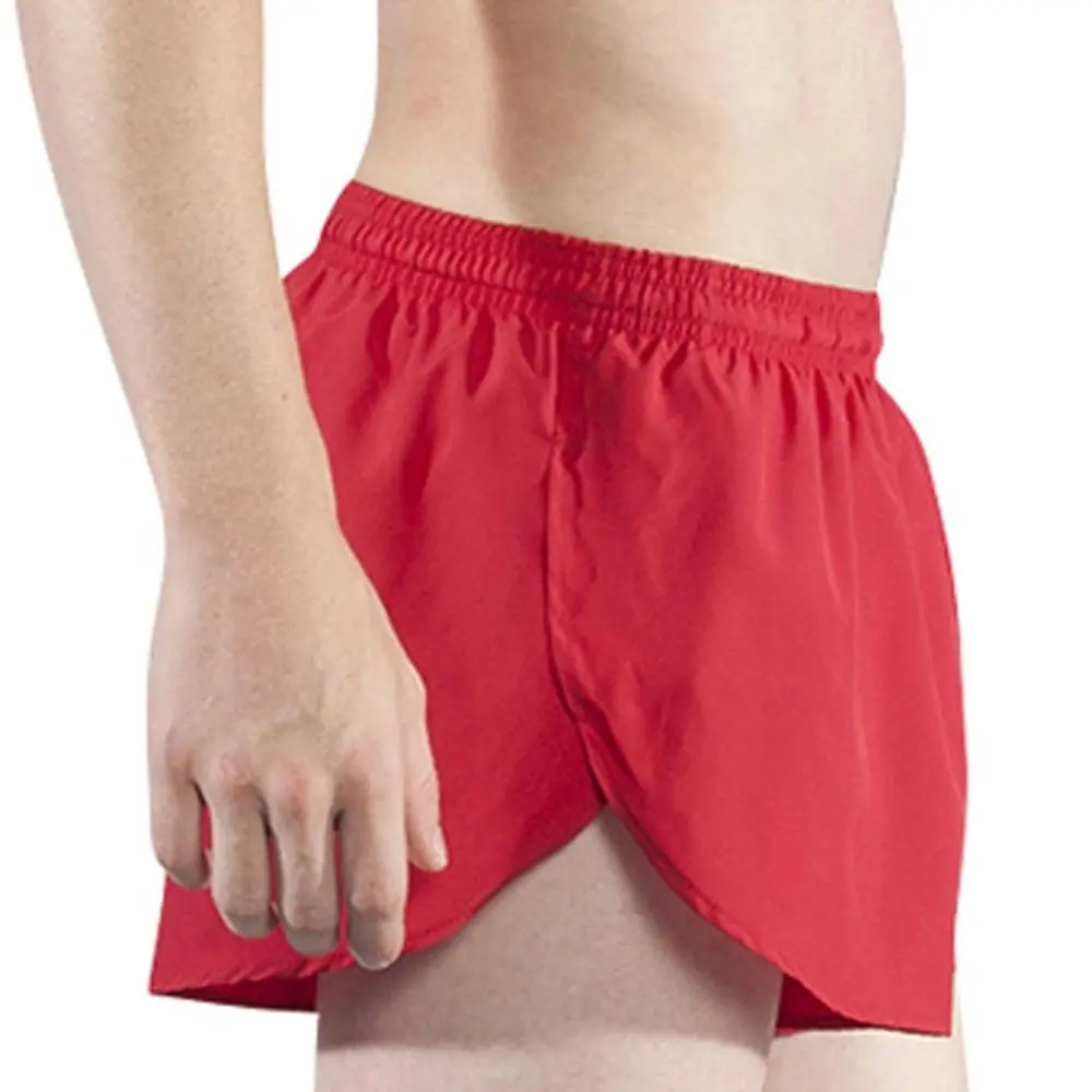 B.O.A Men's 1" Elite Split Leg Running Short (Red, Large) | Lightweight Moisture Wicking Active Shorts - main product image