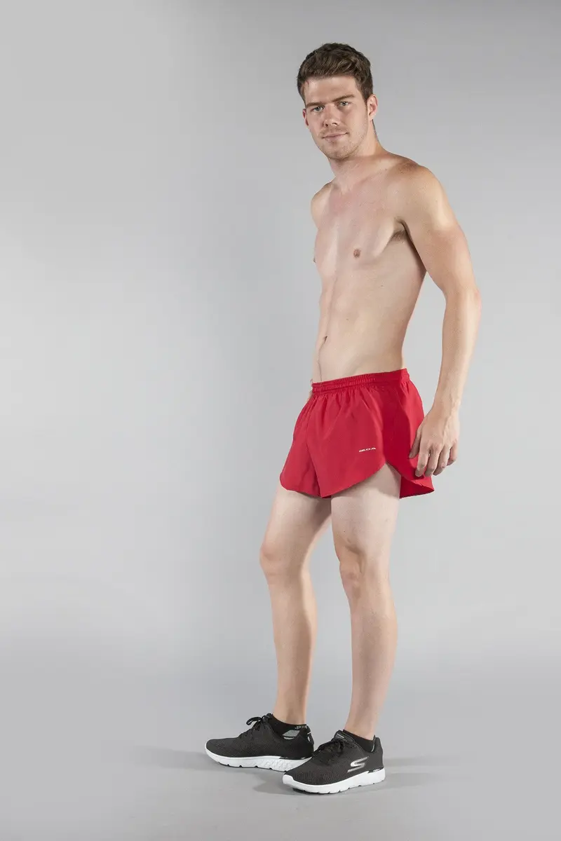 B.O.A Men's 1" Elite Split Leg Running Short (Red, Large) | Lightweight Moisture Wicking Active Shorts - view 5