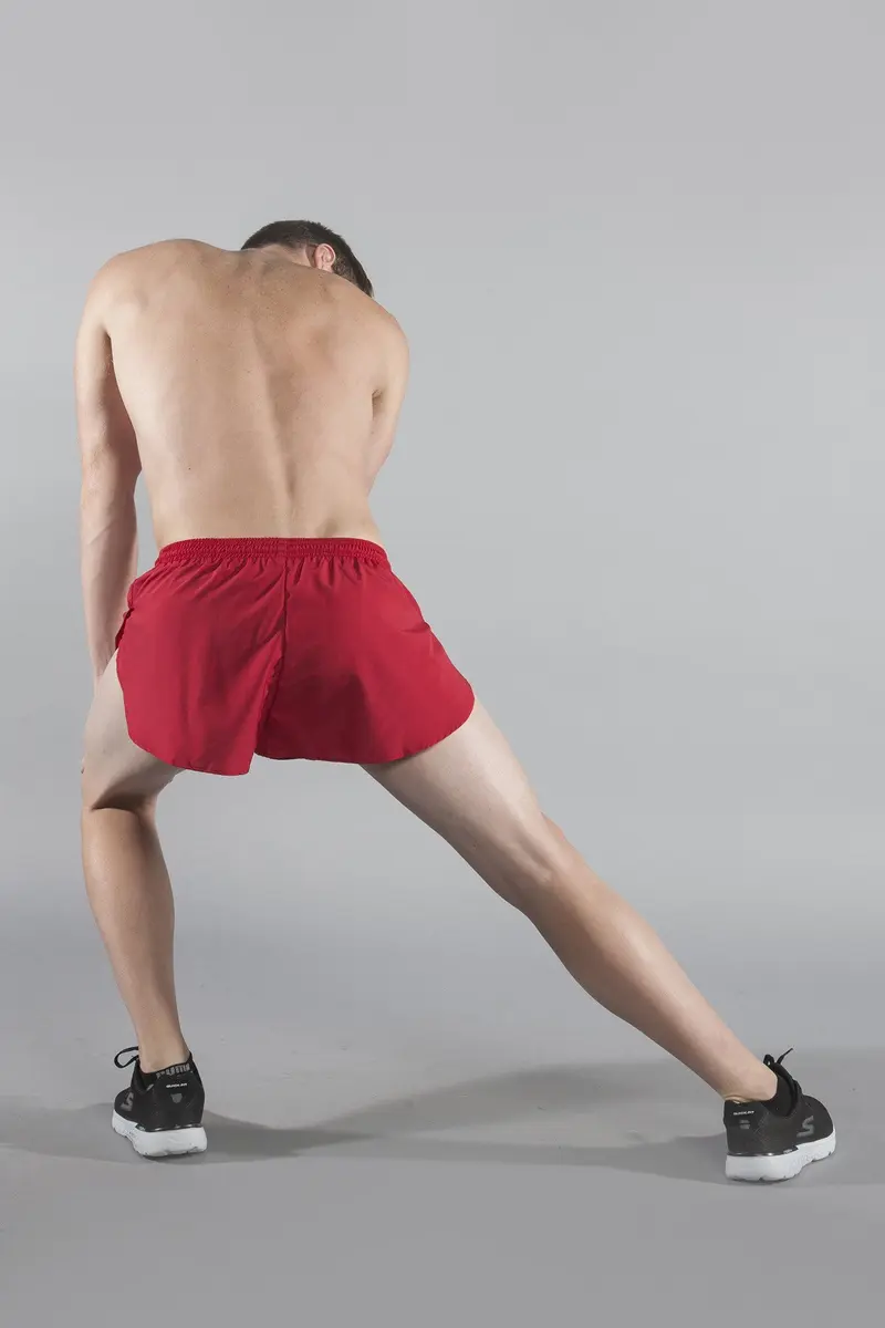 B.O.A Men's 1" Elite Split Leg Running Short (Red, Large) | Lightweight Moisture Wicking Active Shorts - view 7