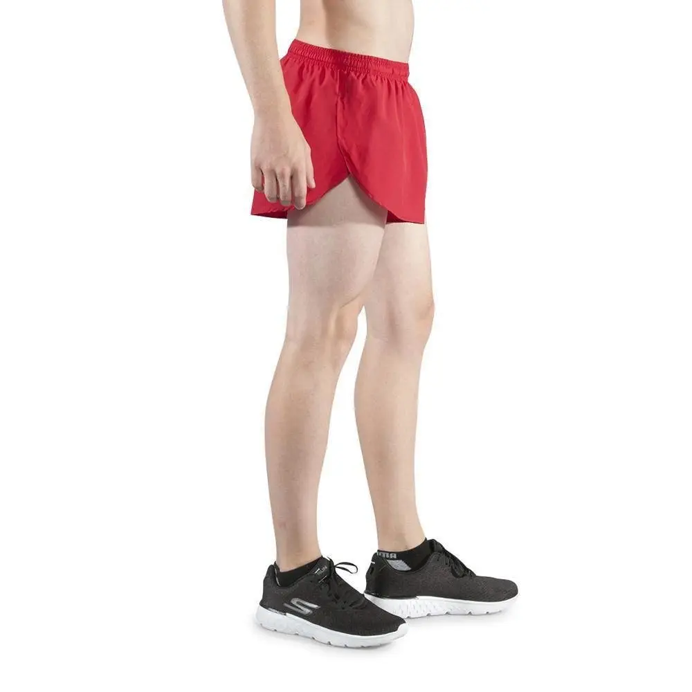 B.O.A Men's 1" Elite Split Leg Running Short (Red, Large) | Lightweight Moisture Wicking Active Shorts - view 2