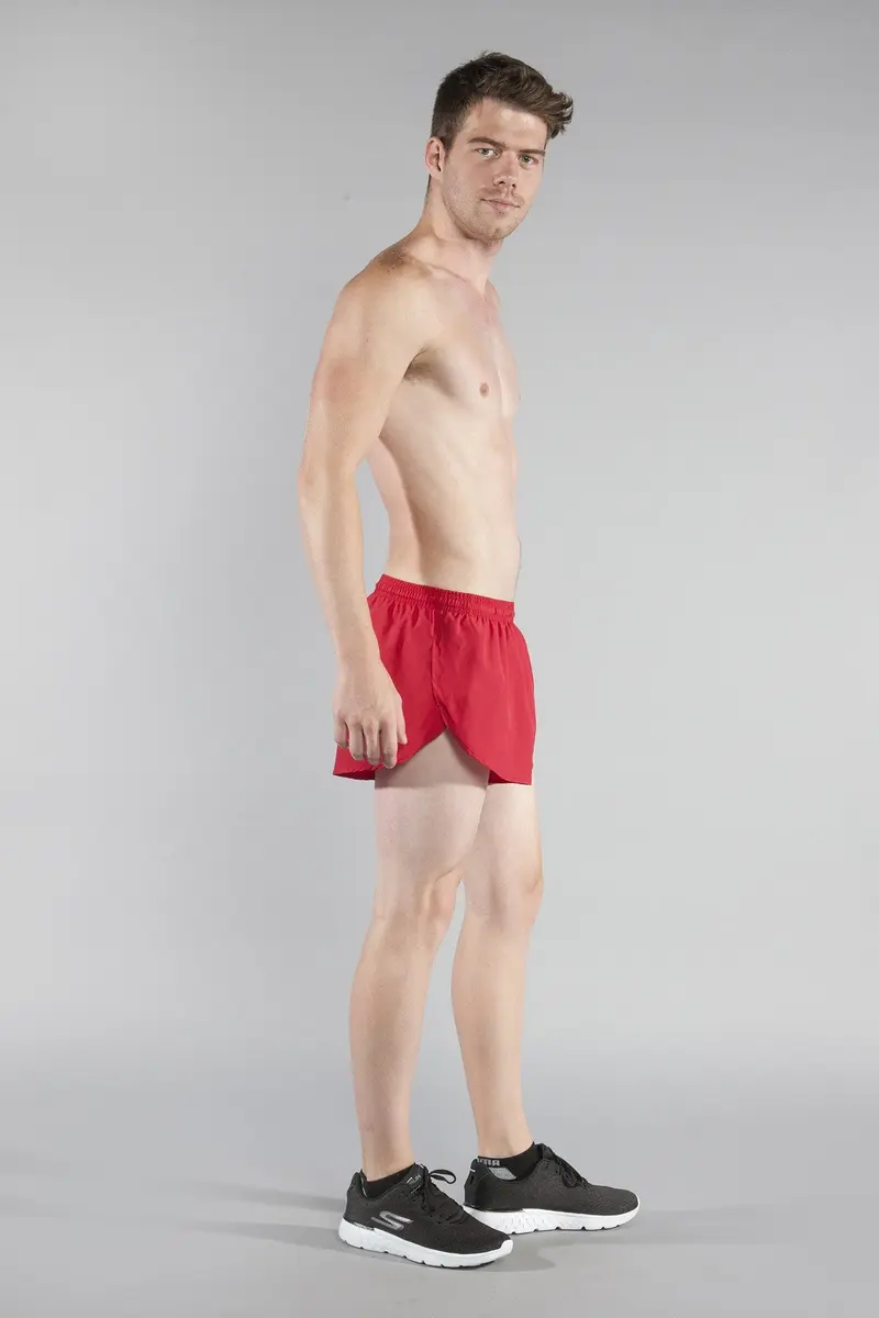 B.O.A Men's 1" Elite Split Leg Running Short (Red, Large) | Lightweight Moisture Wicking Active Shorts - view 4