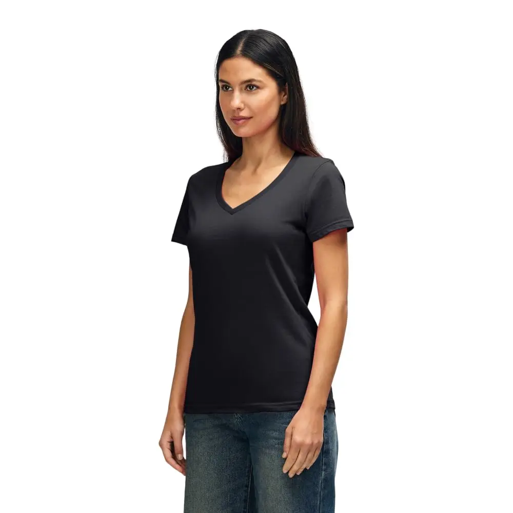 Gildan Ladies' Fitted V-Neck T-Shirt 100% Cotton | Soft, Preshrunk, Stylish Fit (70-120 chars) - view 3