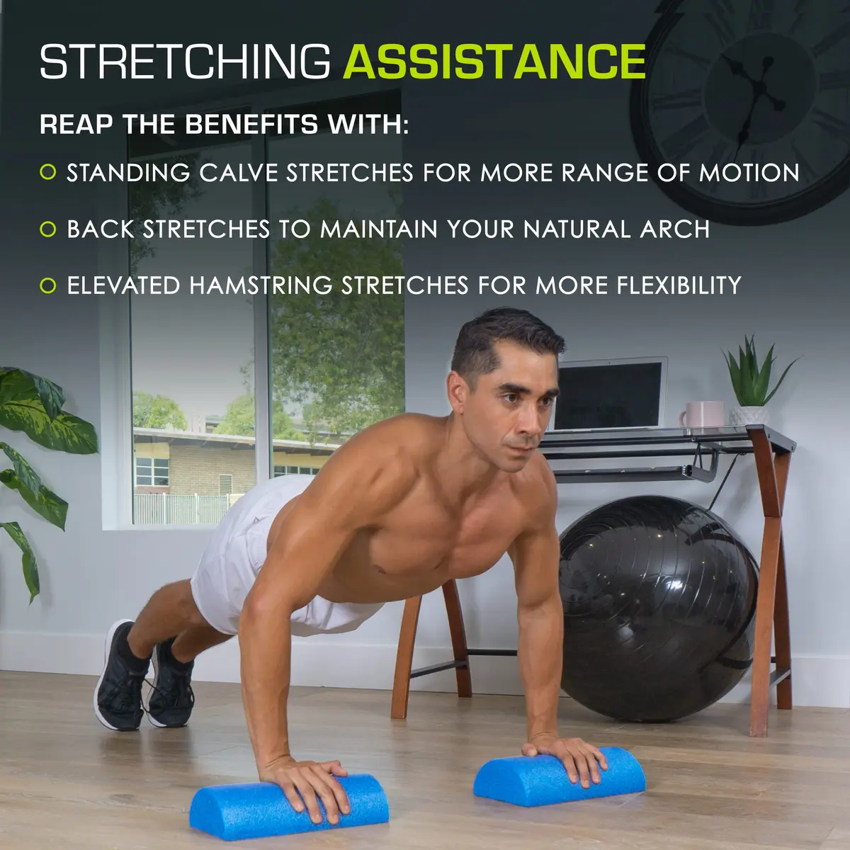 ProsourceFit Flex Foam Roller Muscle Massage & Balance Trainer 30cm (12") x 7.6cm (3") Blue | Core Strength & Stability - view 5