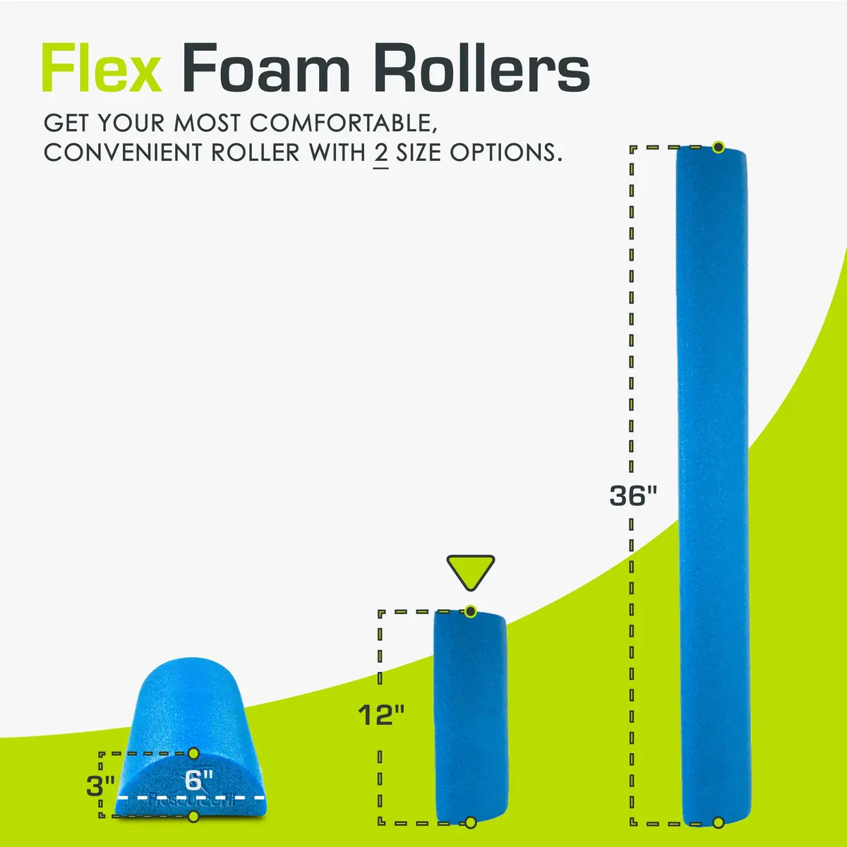 ProsourceFit Flex Foam Roller Muscle Massage & Balance Trainer 30cm (12") x 7.6cm (3") Blue | Core Strength & Stability - view 2