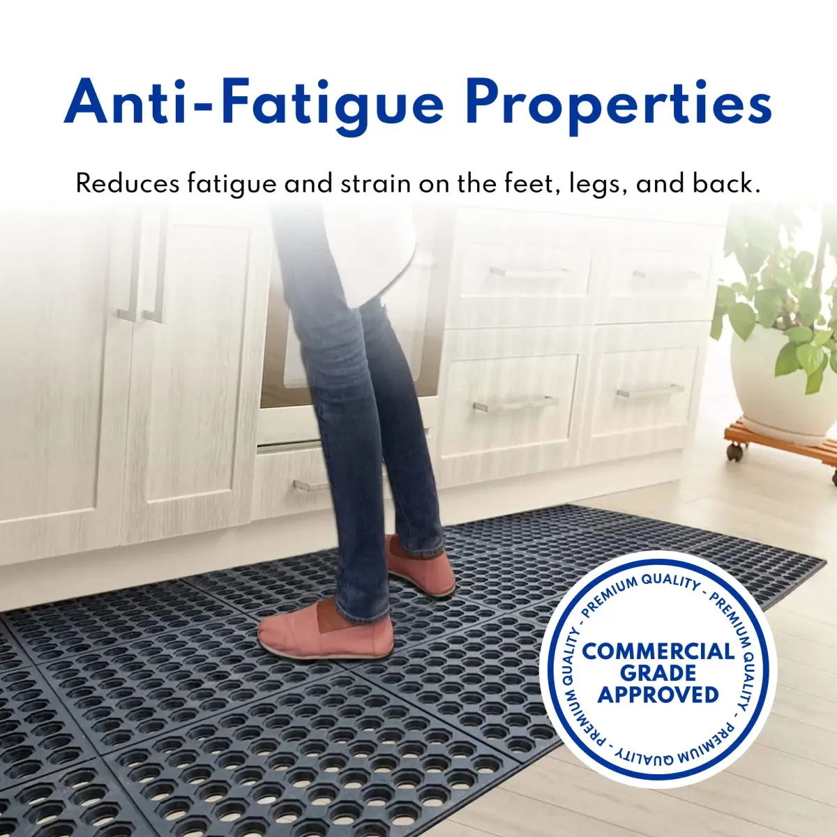 New Star Foodservice Commercial Grade Grease Resistant Anti-Fatigue Rubber Floor Mat 91cm x 152cm (36" x 60") | Grips Stairs in Ice & Snow - view 4
