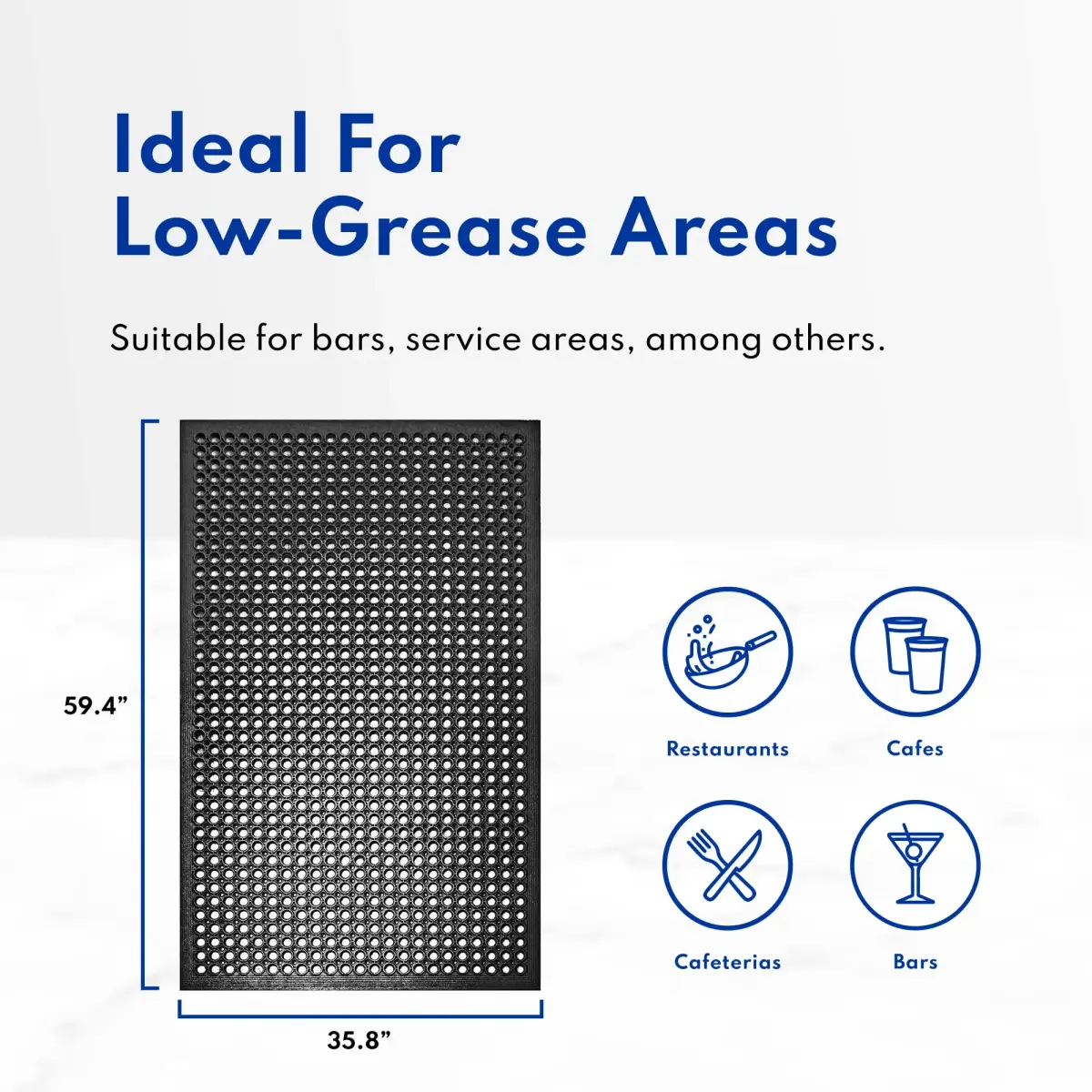 New Star Foodservice Commercial Grade Grease Resistant Anti-Fatigue Rubber Floor Mat 91cm x 152cm (36" x 60") | Grips Stairs in Ice & Snow - view 3