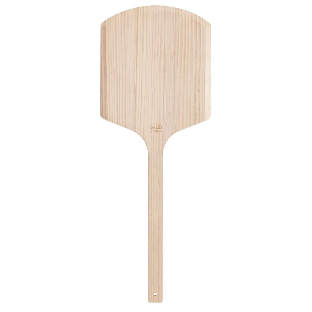 New Star Foodservice Wooden Pizza Peel 14" x 14" | Durable Basswood, 36" Handle - main product image