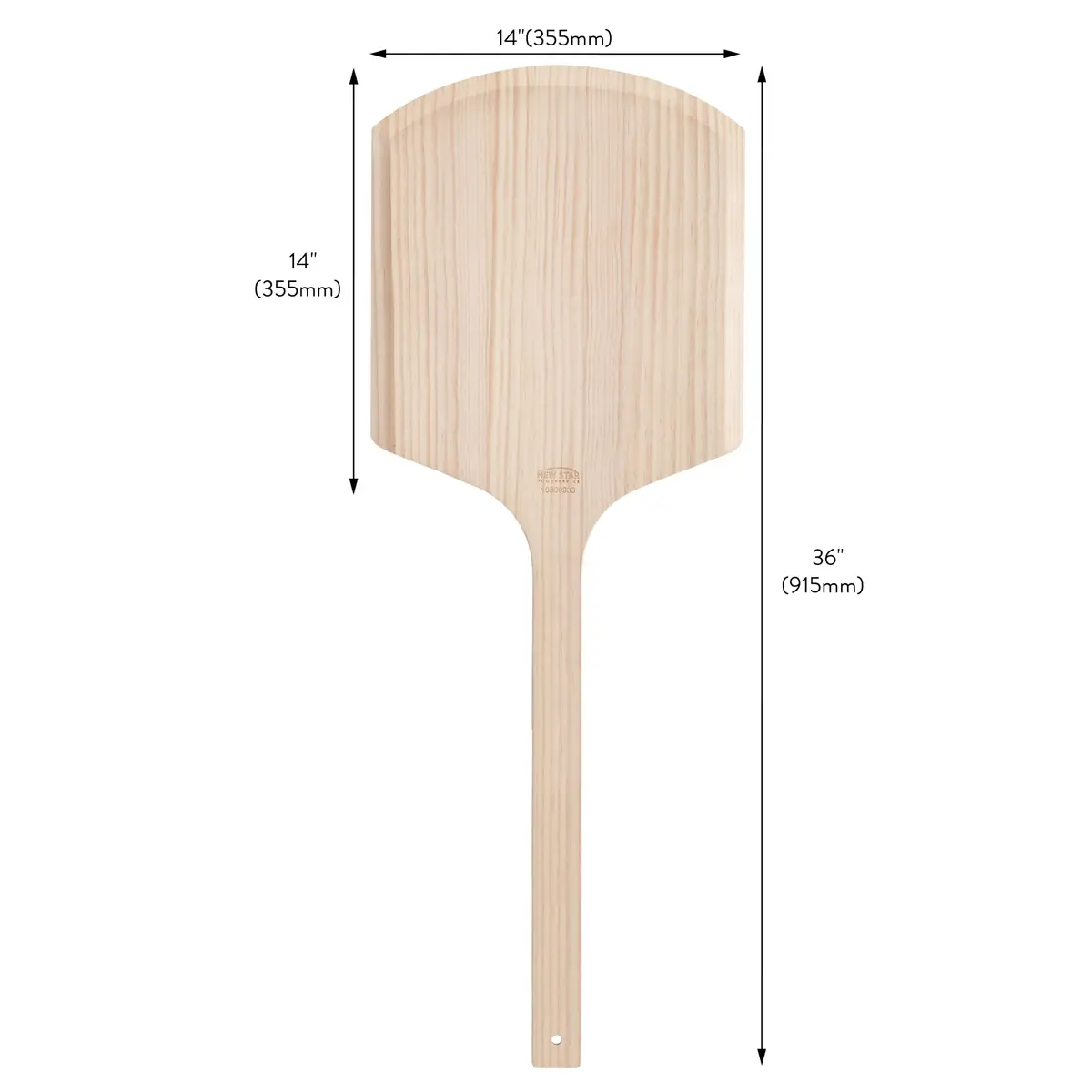 New Star Foodservice Wooden Pizza Peel 14" x 14" | Durable Basswood, 36" Handle - view 2