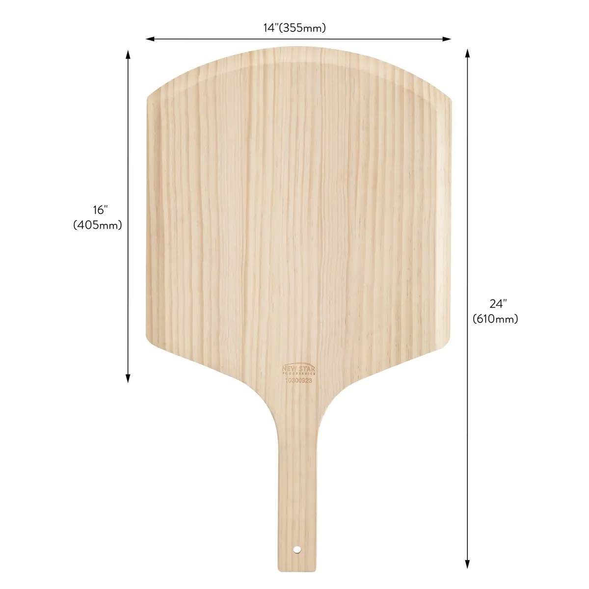 New Star Foodservice Wooden Pizza Peel 16" L x 14" W | Restaurant-Grade, 8" Wooden Handle - view 2