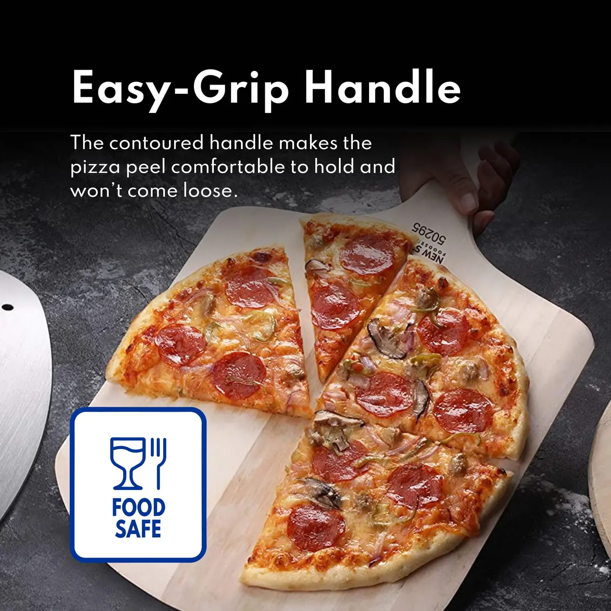 New Star Foodservice Wooden Pizza Peel 16"L x 14"W | Durable Basswood, Extended Handle - view 6
