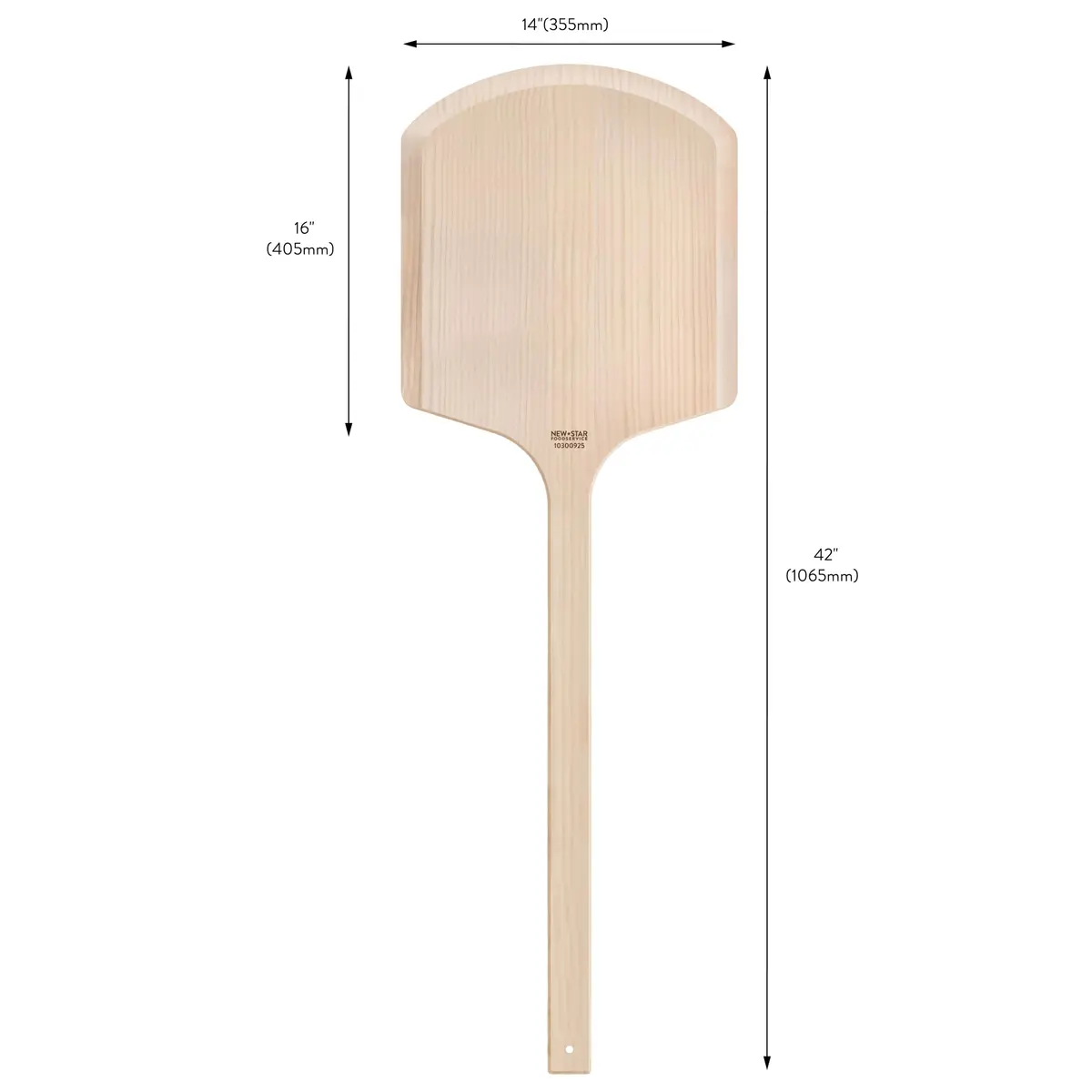 New Star Foodservice Wooden Pizza Peel 16"L x 14"W | Durable Basswood, Extended Handle - view 2