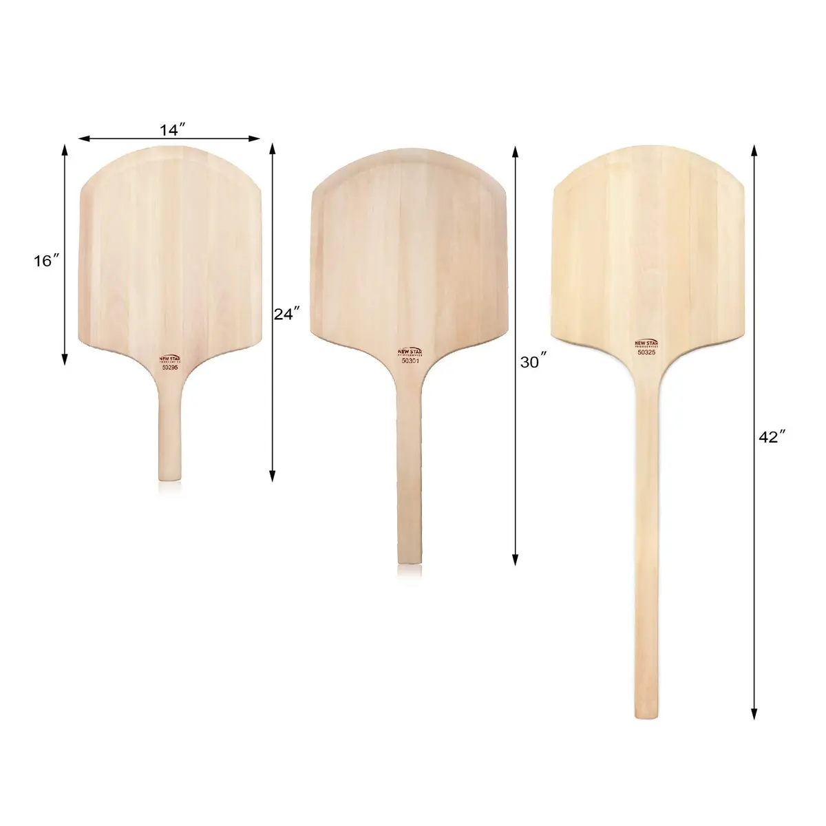 New Star Foodservice Wooden Pizza Peel 16"L x 14"W | Durable Basswood, Extended Handle - view 4
