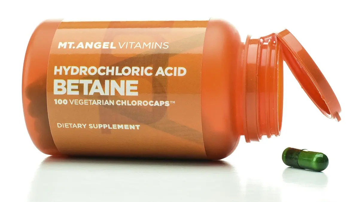 Mt. Angel Vitamins Hydrochloric Acid Betaine 100 Vegetarian Chlorocaps Supports Healthy Digestion & Gastric Juices - view 2