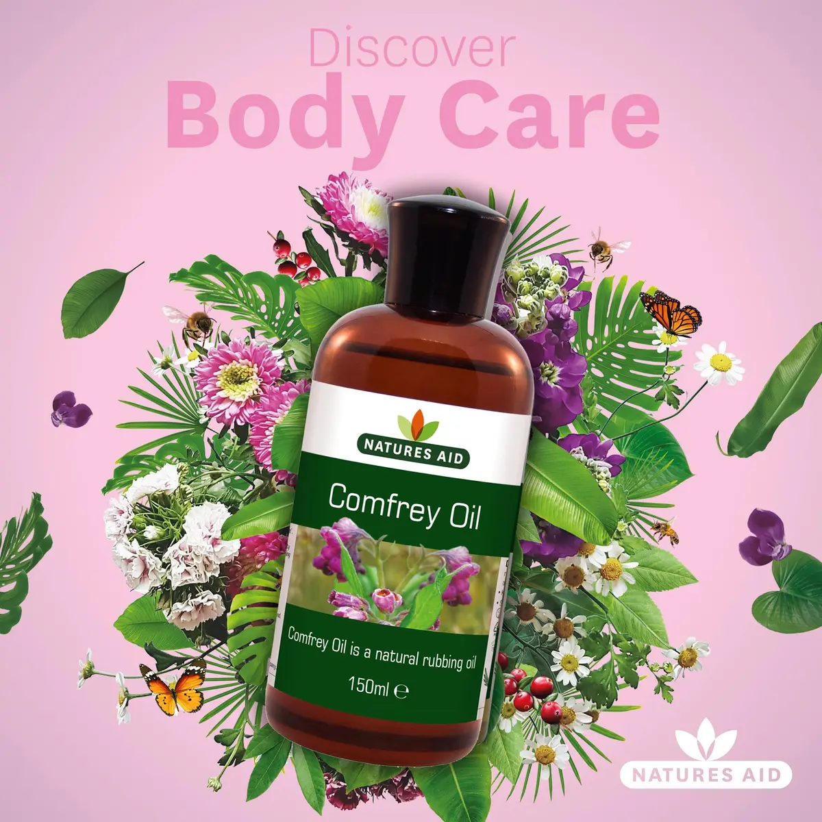 Natures Aid Comfrey Oil - 150ml | Natural Skin & Muscle Rubbing Oil, Vegan, Made in UK, Suitable for Sensitive & Dry Skin - view 8