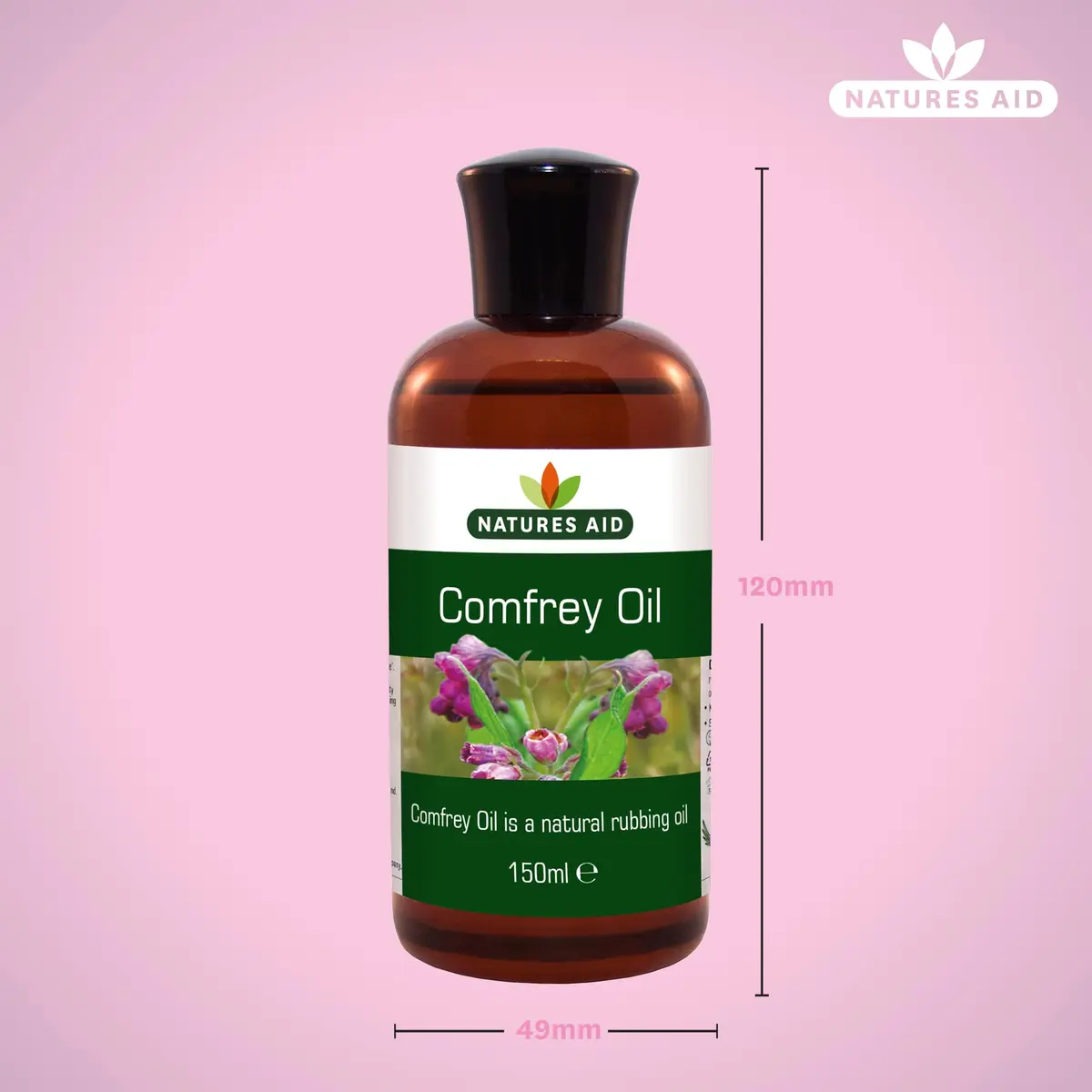 Natures Aid Comfrey Oil - 150ml | Natural Skin & Muscle Rubbing Oil, Vegan, Made in UK, Suitable for Sensitive & Dry Skin - view 3