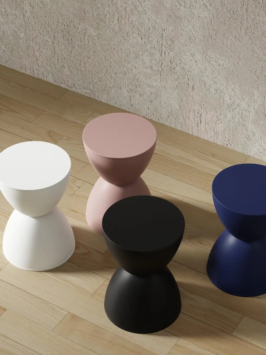 Euro Style Sallie Indoor/Outdoor Stool or End Table | Modern Hourglass Accent Style | UV- Protected Plastic 11.5in Diameter - view 6