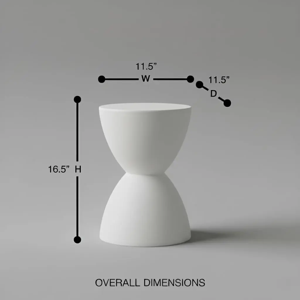 Euro Style Sallie Indoor/Outdoor Stool or End Table | Modern Hourglass Accent | UV-Protected Plastic White - view 2