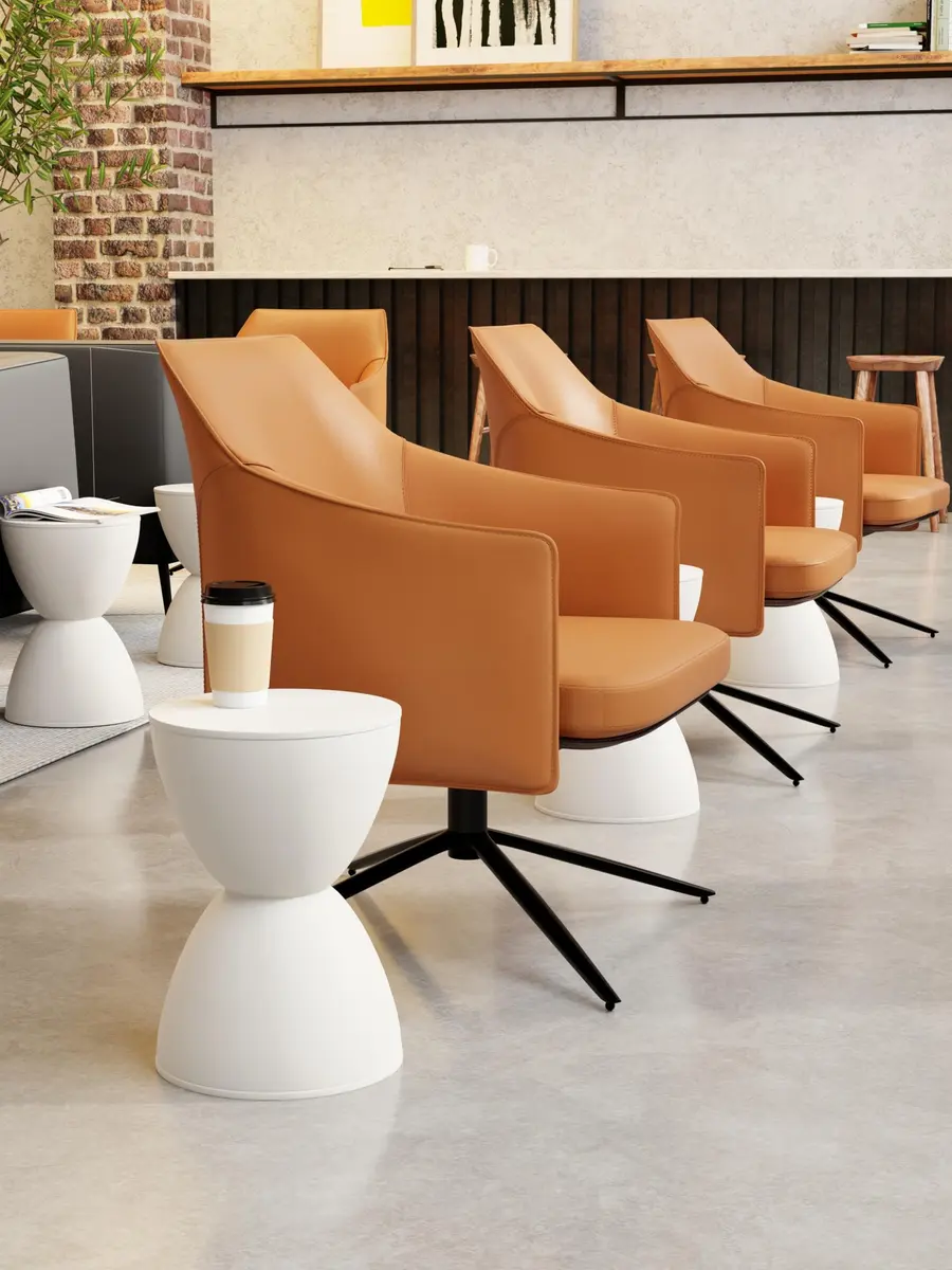 Euro Style Sallie Indoor/Outdoor Stool or End Table | Modern Hourglass Accent | UV-Protected Plastic White - view 4