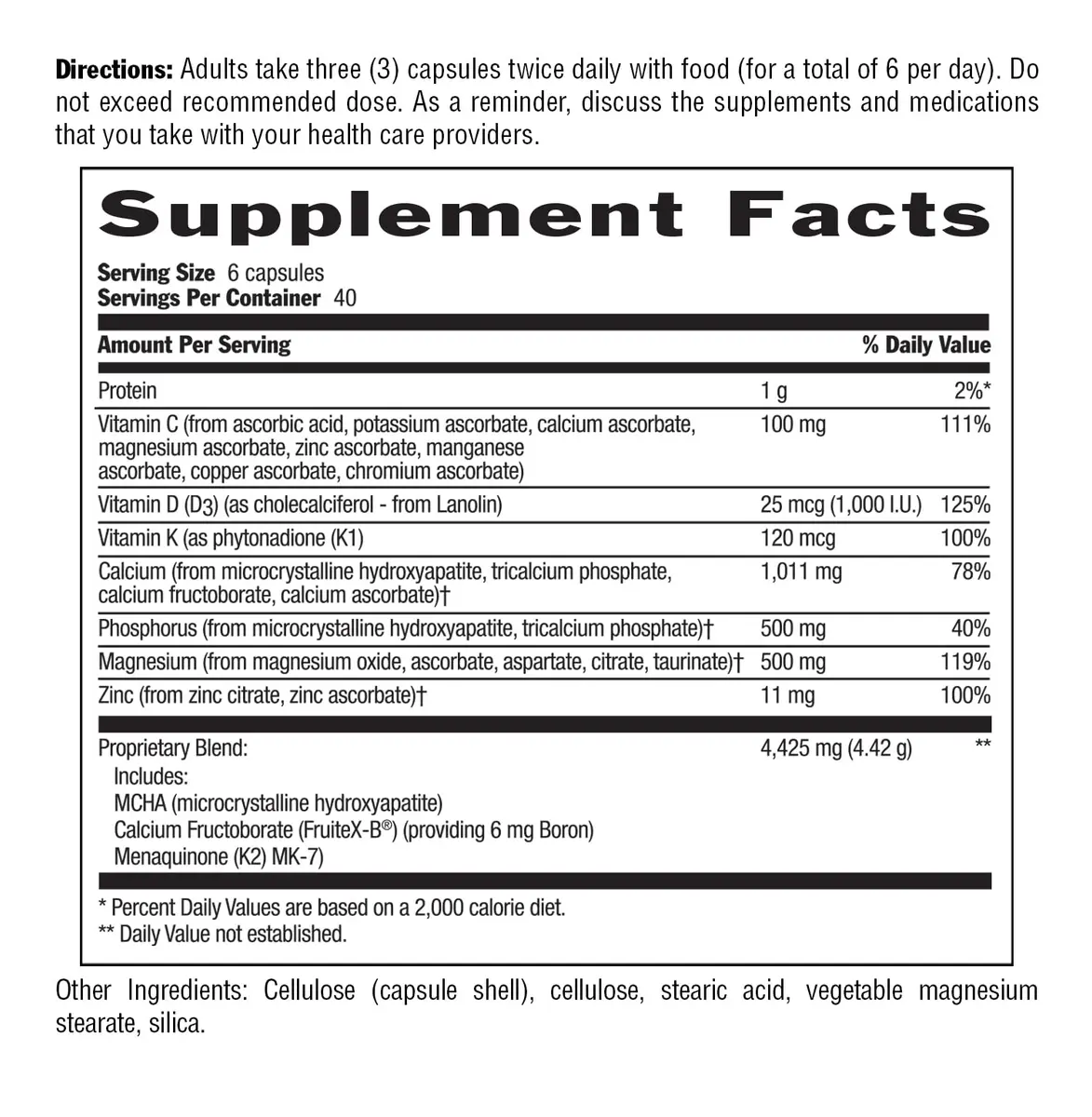 Country Life Triple Action Bone Solid, Calcium MCHA K2 D3, 240 Capsules | Supports Bone Strength & Density - view 6