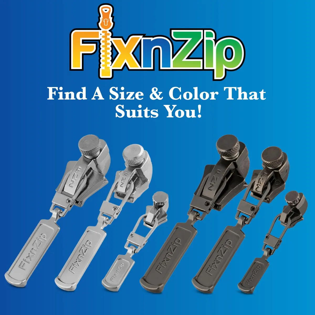 FixnZip Large Nickel Zipper Repair Kit | Universal Replacement Slider for Jackets, Bags & Wet Suits - view 7