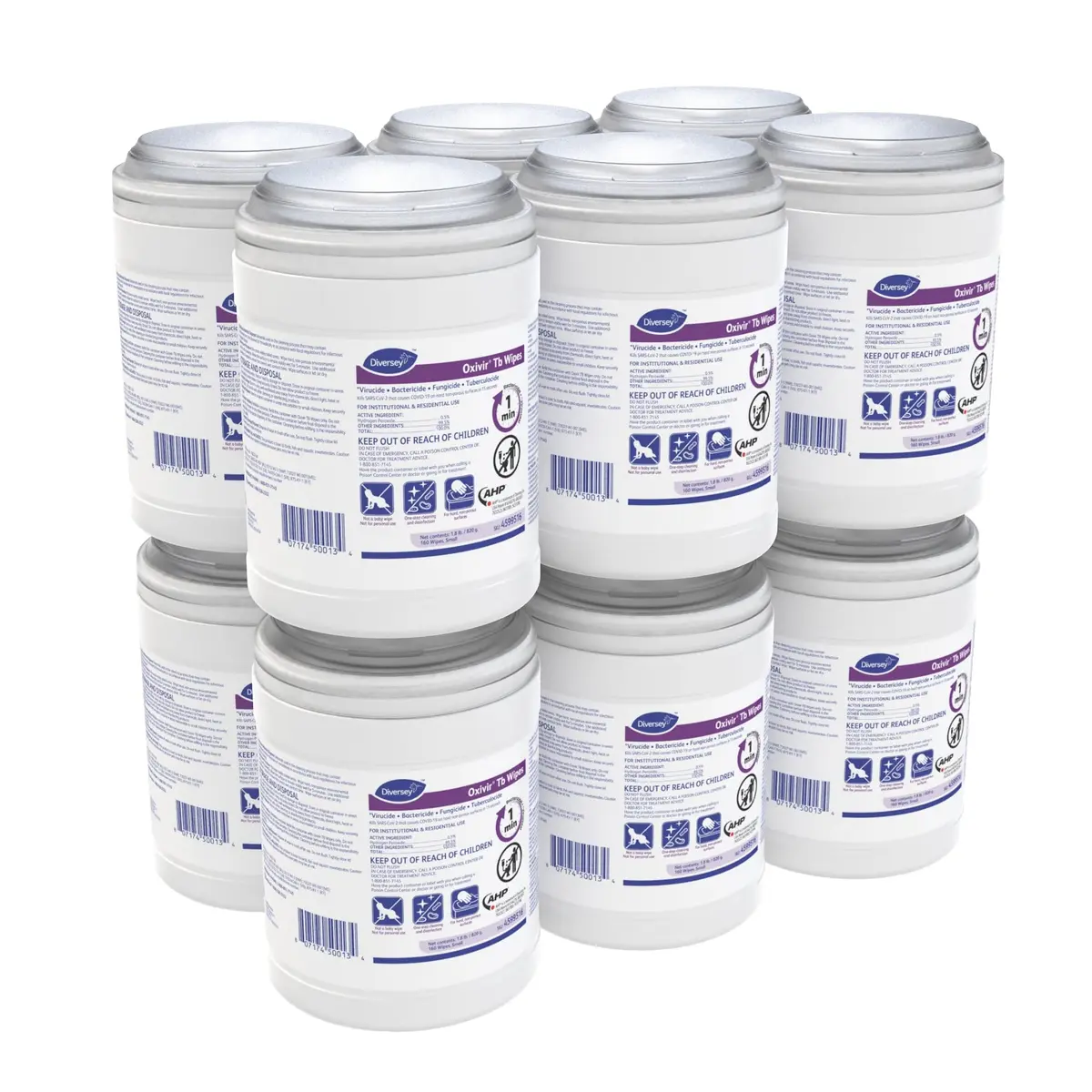 Oxivir Diversey Tb Disinfectant Wipes Canister 1920 Count (160 Wipes x 12 Pack) | EPA Registered Hydrogen Peroxide Formula - main product image