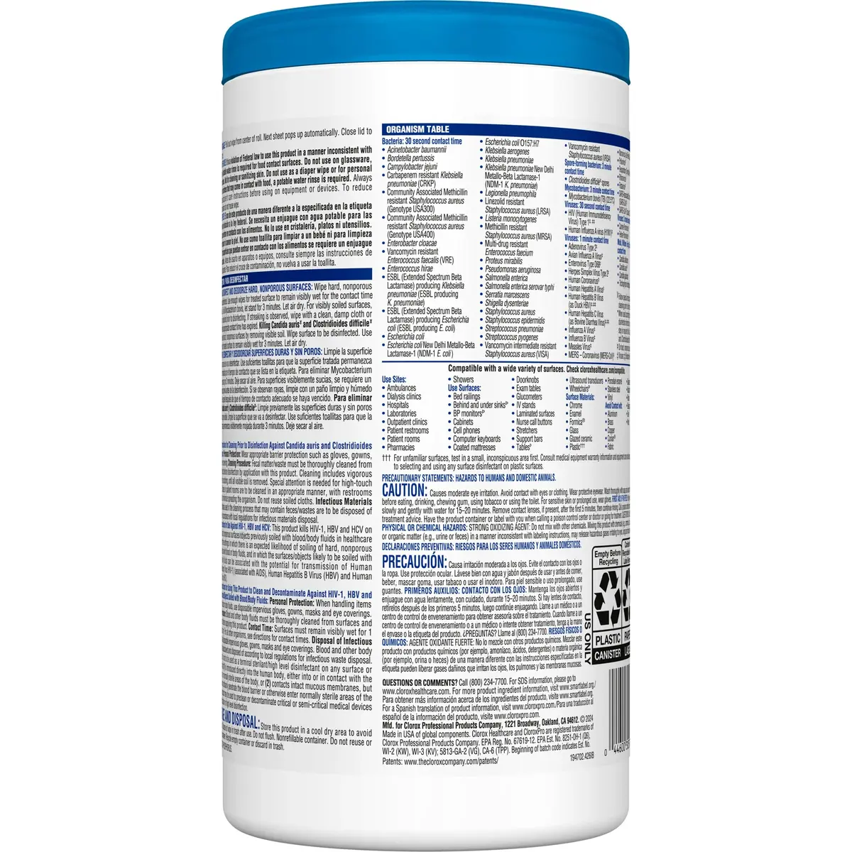 Clorox Healthcare Bleach Germicidal Disinfecting Wipes, 150 Ct., 6 Pk. | Fast-Acting Hospital-Grade Surface Disinfection - view 9