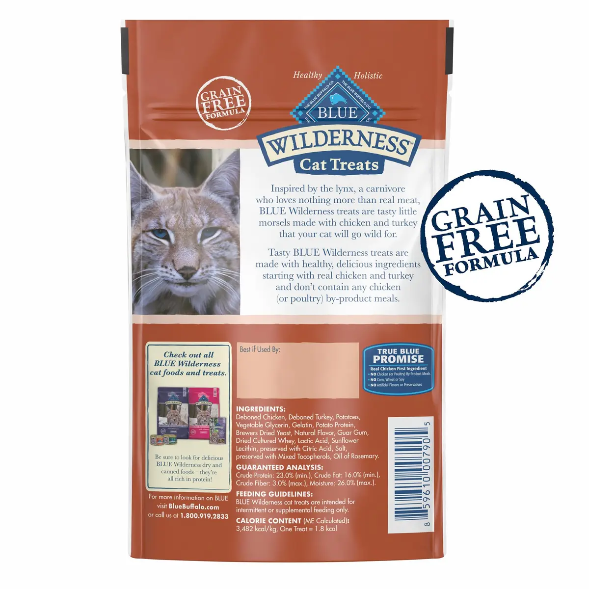 Blue Buffalo Wilderness Chicken & Turkey Soft Cat Treats 57g (2 oz) | Grain-Free, Real Meat First - view 2