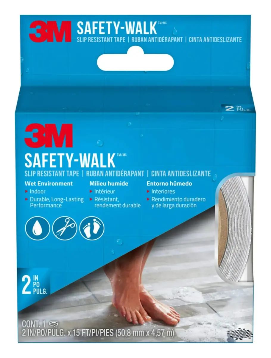 3M Safety-Walk Slip Resistant Tape 2 inch x 15 ft (4.8cm x 4.57m) Clear | Anti-Slip Tape for Wet Conditions - main product image