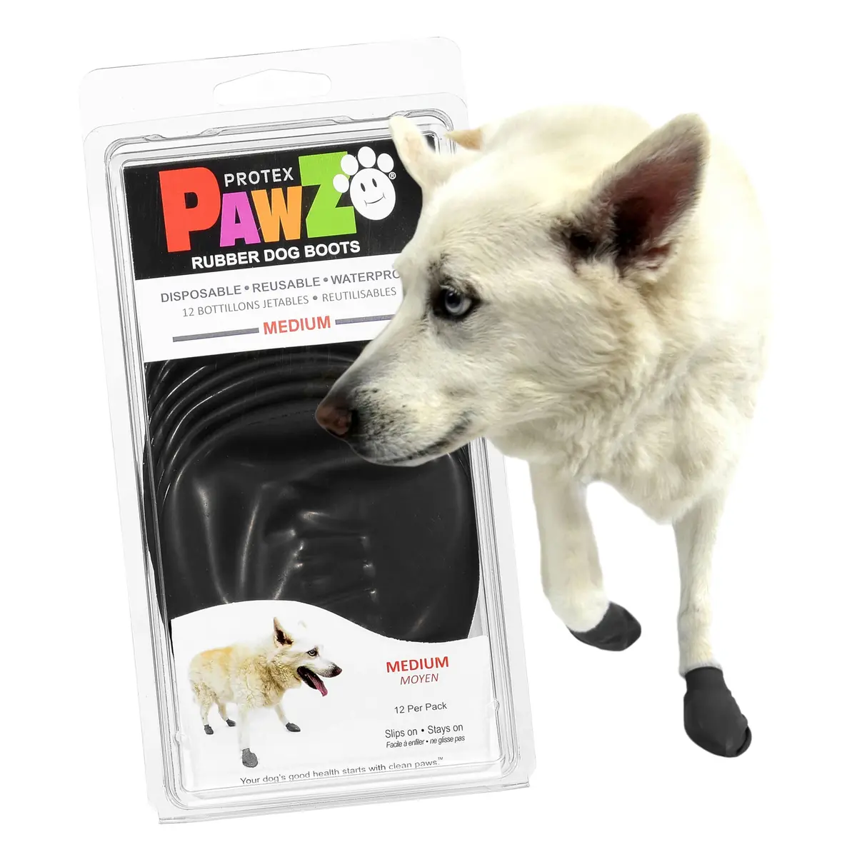 Protex PawZ Rubber Dog Boots for Medium Paws | All-Weather Waterproof, Anti-Slip (70-120 chars) - main product image