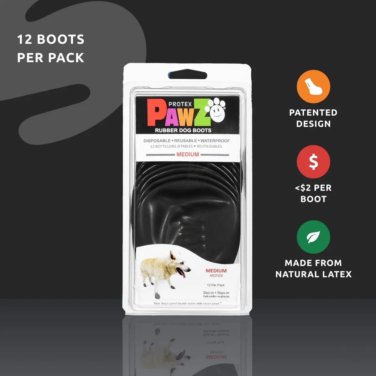 Protex PawZ Rubber Dog Boots for Medium Paws | All-Weather Waterproof, Anti-Slip (70-120 chars) - view 2