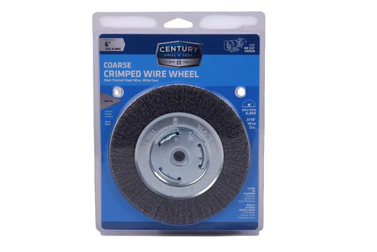 Century Drill & Tool 76864 Wide Face 6" Crimped Wire Wheel for Bench Grinder - view 5